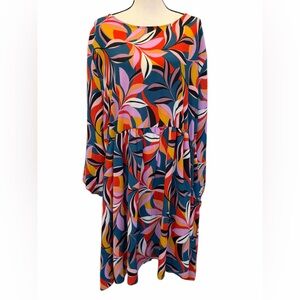 Haptics by Holly Harper Dress Plus Sz 1X Long Sleeve Multicolor Abstract Floral